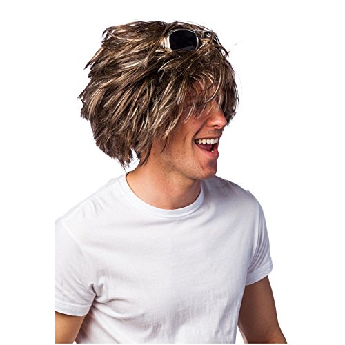 Perruque Mickey marron de qualité supérieure avec volume ajustable pour déguisement de schlager