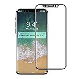 iPhone X Screen Protector, EXW 3D Full Coverage Film HD Clear 9H Surface Hardness Tempered Glass Screen Protector Film Edge to Edge Protection(Anti-Scratch) for iPhone X/iPhone 10（Black