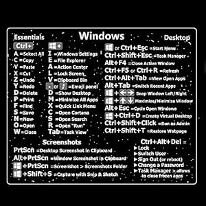 Guía de Referencia Rápida de Atajos de Teclado Sticker para PC Portátil Ordenador de sobremesa para Windows Mac Word Excel,Teclado Accesorio de hoja de trucos de accesos directos (für Windows)