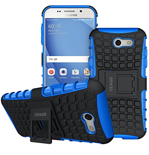 For Samsung Galaxy J3 Emerge Case, J3 Prime / J3 Mission / J3 Eclipse / J3 2017 / J3 Luna Pro / Sol 2 / Amp Prime 2 / Express Prime 2 Case, OEAGO Tough Rugged Dual Layer Case with Kickstand (Blue)