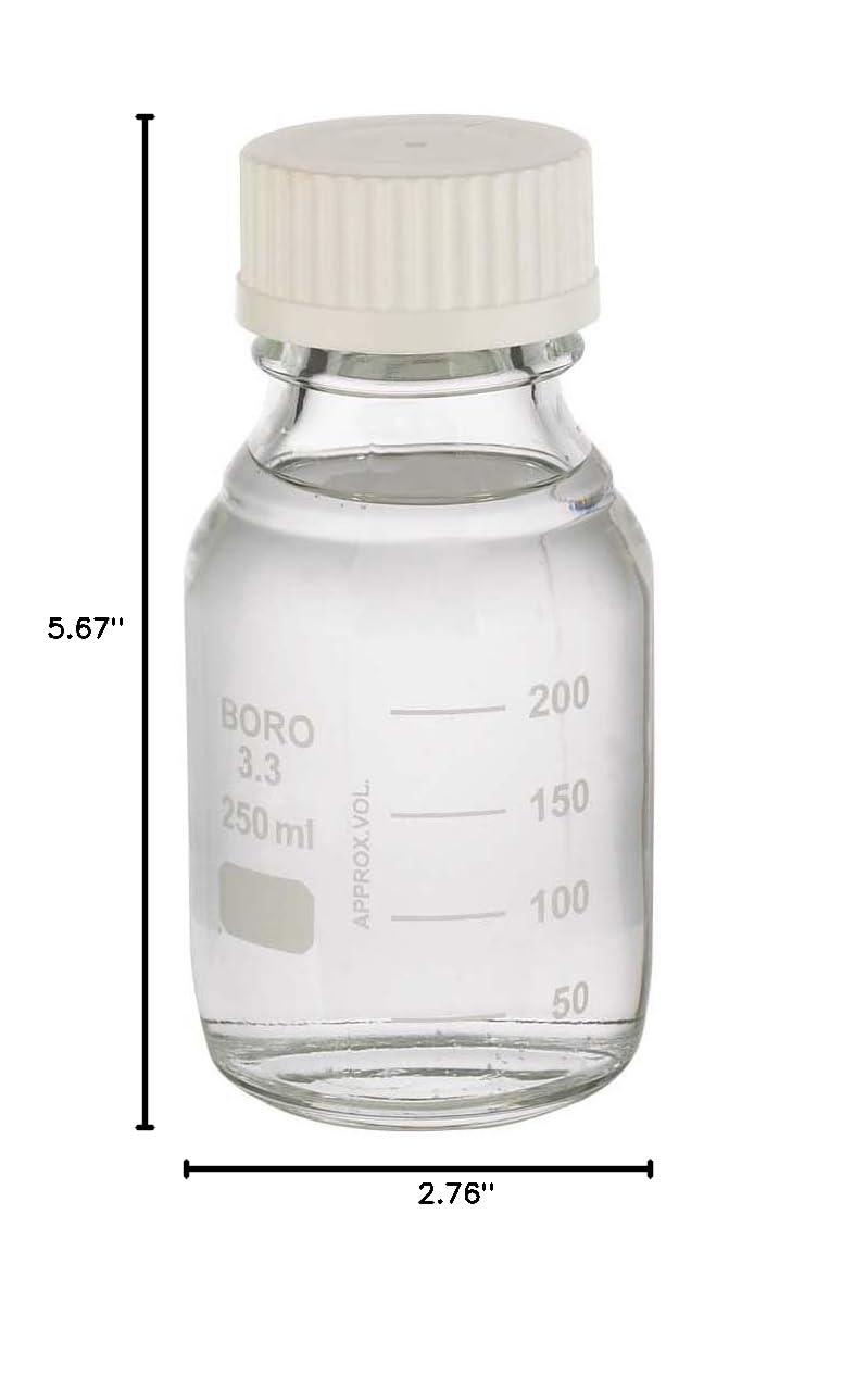 Lab 45's Graduated Bottle, Glass, 70 x 144mm, 250ml Capacity, 12 per Case