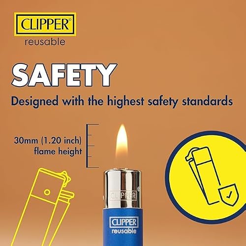 Clipper Lighter Bundle - 5-Piece Set with 1 Minitube, 2 Printed Designs & 1 Jet Flame Lighter + Butane Refill Can - Multi-Purpose Adjustable Flame Lighters for Indoor/Outdoor Use