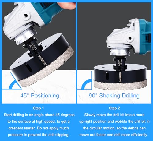 image for DKIBBITH 4-1/2in Dry Diamond Core Drill Bit, Tile Hole Saw for Ceramic