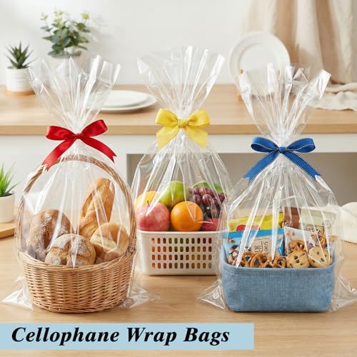 Image of woric 20 Pcs Clear Cellophane Gift Bags 16x24 Inch Cellophane Wrap Bag