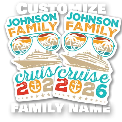 Custom Family Cruise Magnet - Personalized Vacation Decor - Ship Souvenir - Customized Door Sign - 5 Inches 2 Pack - EPLM0115