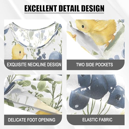 senya Flower Chicken Blueberry Summer Pajamas Set Short Cotton Sleepwear 2 Piece4