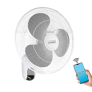 Comfort Zone Living Comfort Smart WiFi Wall Mount Fan with Timer and Adjustable Tilt, 16 inch, 3 Speed, Sleep Mode, All-Metal Grille, Full App Control, Ideal for Home, Bedroom & Office, LC16WS
