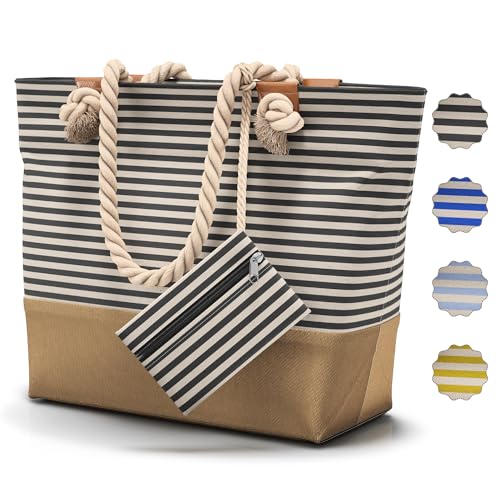 Sac de plage XL avec fermeture éclair et poches intérieures pour voyage