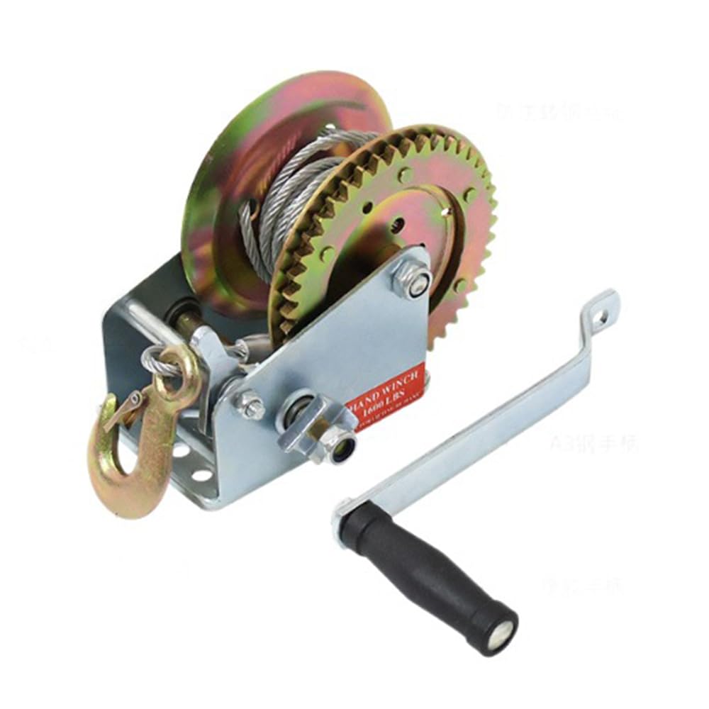 Verricello Manuale,Verricello per Rimorchio da Barche Manovella | Manovella Ergonomica E Cavo In Acciaio,Freno Autobloccante Unidirezionale,Per Rimorchi Per Barche E Atv