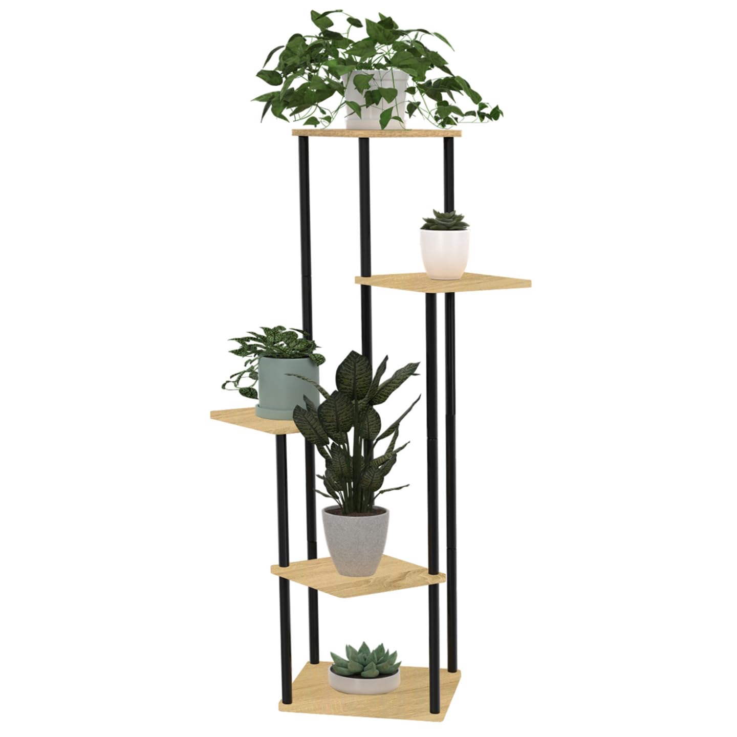 IDMarket - Etagère à Pots de Fleurs Porte Plante Detroit 5 Niveaux Design Industriel
