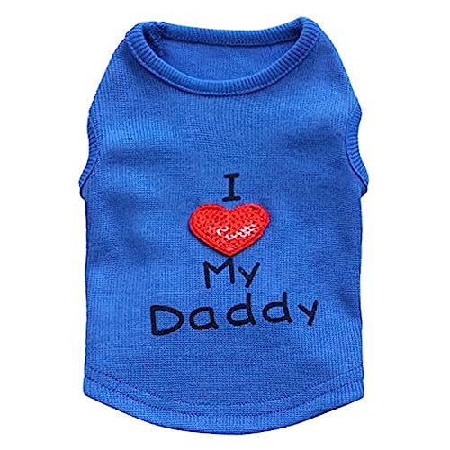 Small Dog Clothes XXS Puppy Dogs Shirt I Love My Mom Mommy Dad Daddy Dog T Shirts for Small Dogs - Image 3
