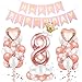 O-Kinee Luftballon 8. Geburtstag Roségold, Geburtstagsdeko 8 Jahr, Ballon 8. Geburtstag, Riesen Folienballon Zahl 8, Happy Birthday Folienballon 8, Ballon 8 Deko zum Geburtstag Mädchen
