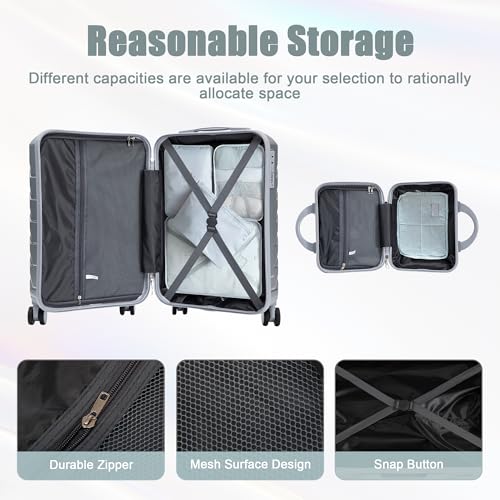 Image of 20+14 Inch Hardside Luggages, Lightweight Durable ABS Suitcase Spinner Wheels