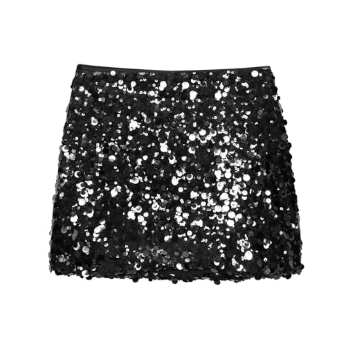 Perbai Womens Sequin Skirt Stretchy Bodycon Shine Sparkly Y2k Party Club Pencil Mini Skirts