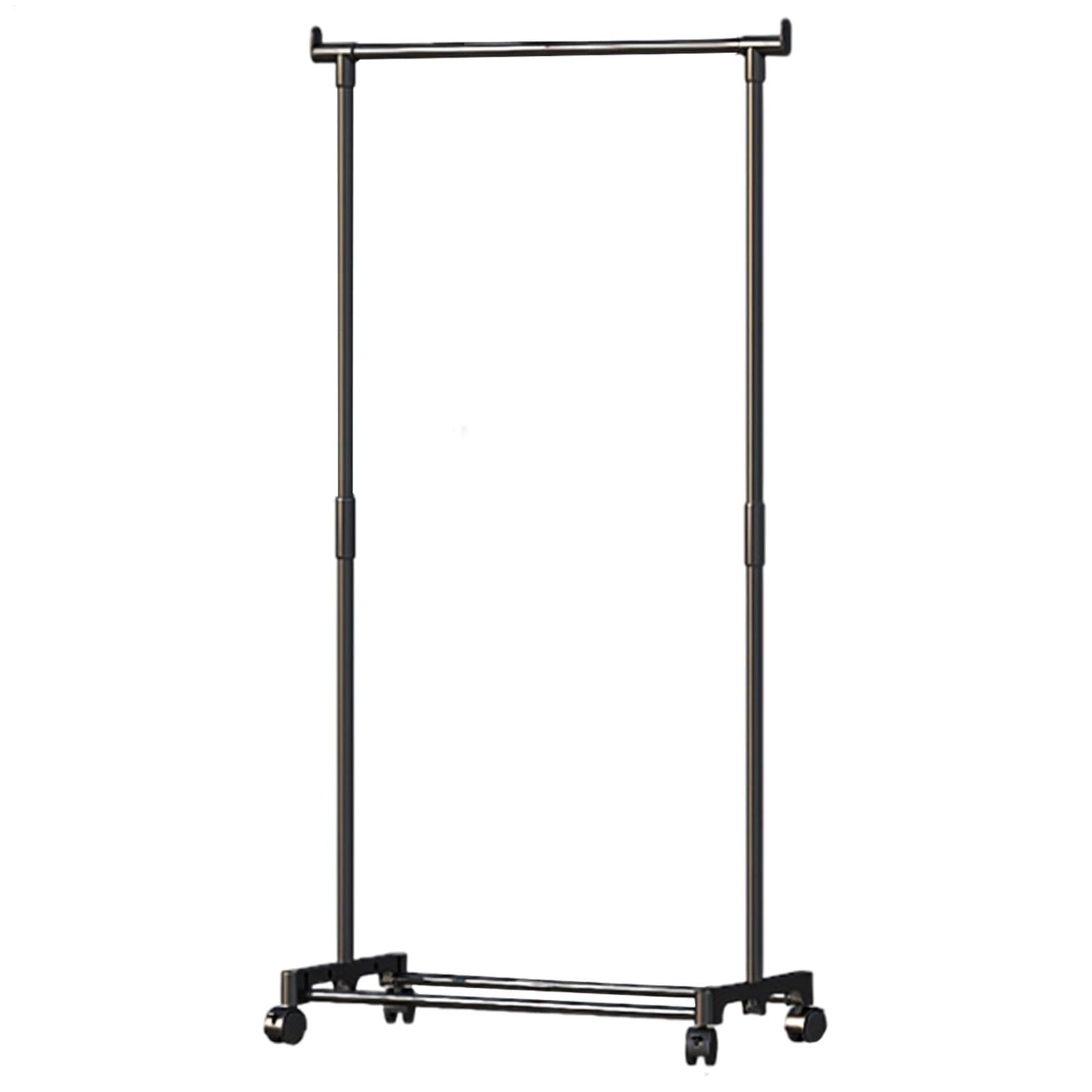 Rack de doble ropa metal garment con ruedas organizador y almacenamiento de ropa para lavandería