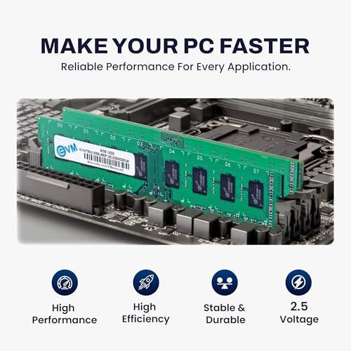 Image of EVM 8GB DDR3 Desktop RAM 1333MHz | Long-DIMM - 1.5V Low Voltage| 240-PIN Pin, Intel & AMD Compatible | High-Speed PC Memory Upgrade | 10 Year Warranty (EVMT8G1333U86P)