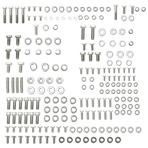 Stainless Steel Small Block Engine Hex Bolt Kit Compatible with Chevy 265 283 305 327 350 400 (211 Nuts Bolts) Cover