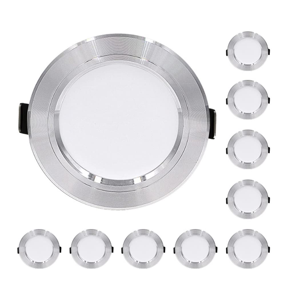Opaeroo 10 Pcs LED Downlight 220v Ceiling Light 5W 9W 12W Recessed Down Light Round Panel Light 15W 18W Spotlight Indoor Lighting ColdWhite5W Silver