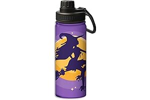 Dark Purple Stainless Steel Vacuum Insulated Water Bottle, Halloween of a Witch on Broom