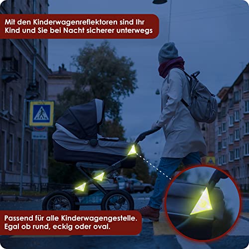 WEIDEBACH® 5x stark reflektierende Kinderwagen Reflektoren mit lustigem Froschmotiv, Reflektor Klett Verschluss universell nutzbar, Höchste Sicherheit mit Kinderwagen Reflektor in Dunkelheit