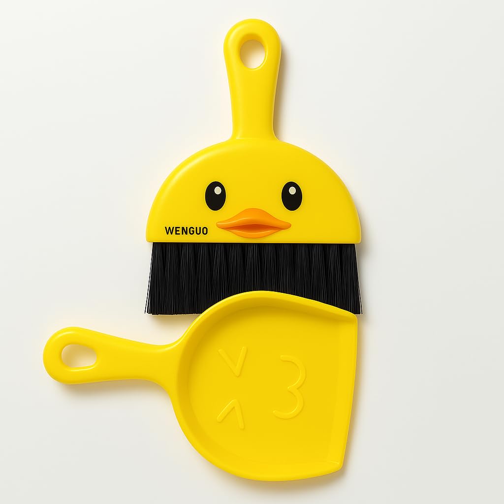 Mini Broom and Dustpan Set – Compact Handheld Sweeper for Car, Desk, Table & Office – Durable Plastic, Soft Bristles, Hanging Loop – Portable & Kid-Friendly (Yellow, 6.69” x 6.29”)-image-45