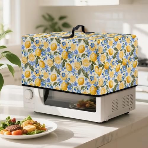 Image of Microwave Oven Cover Protective Kitchen Appliance Dustproof Cover Stain-Resistant Air Fryer Toaster Oven Protector Countertop Decorations, S, Lemon Flower