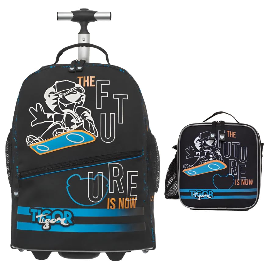 KIT ESCOLAR TIGOR FUTURE BOLSA CARRINHO E LANCHEIRA TRANSVERSAL 100% ORIGINAL