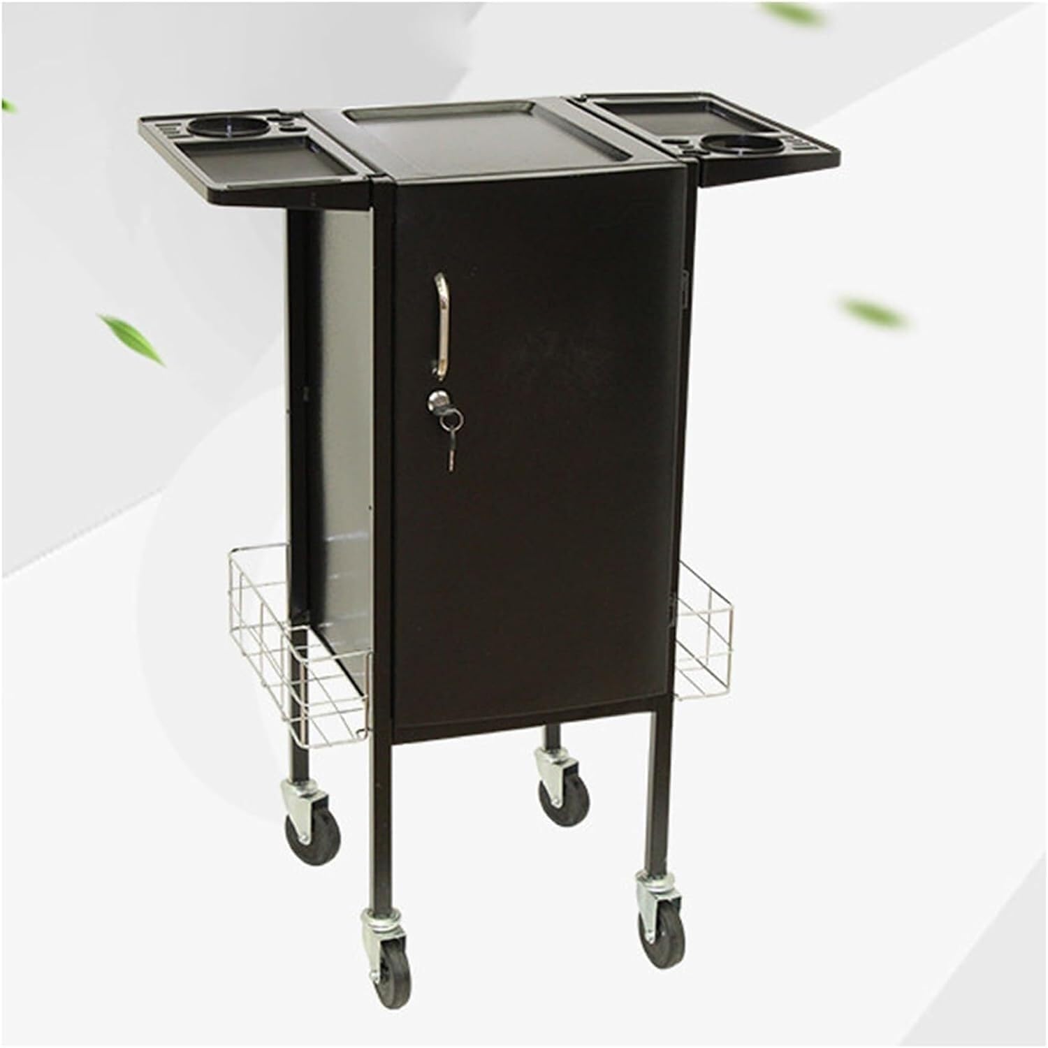 SSDDLZEQ Mobile Salon Station, Salon Trolley Stainless Steel Salon Rolling Cart 5 Layer Salon Cart 2 Baskets Trolley Cart With Door Lock Salon Trolley Cart