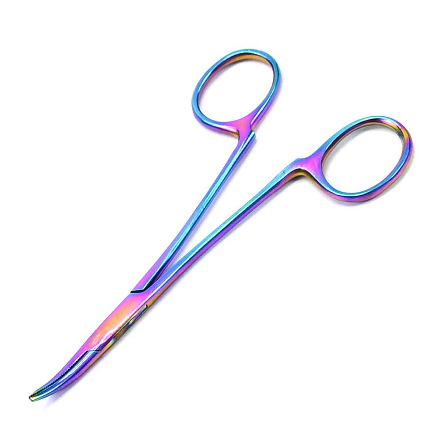 LAJA Imports Non-Locking Hemostat Curved 5'' for Ear Care Rainbow Multi Color