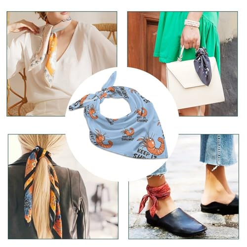I Love Shrimp Keep It Shrimple Bandanas Face Mask Square Scarf Headwear Silk Head Scarves Lightweight Wrap Neck Scarf4