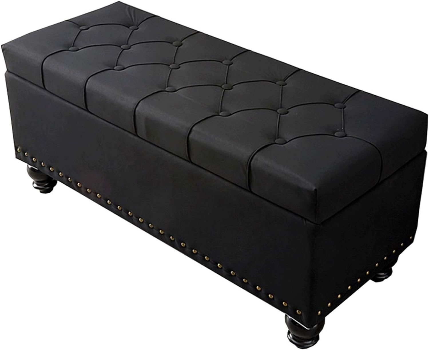 Similicuir et dessus rembourré pour ce banc coffre pliable haut de gamme avec pieds robustes