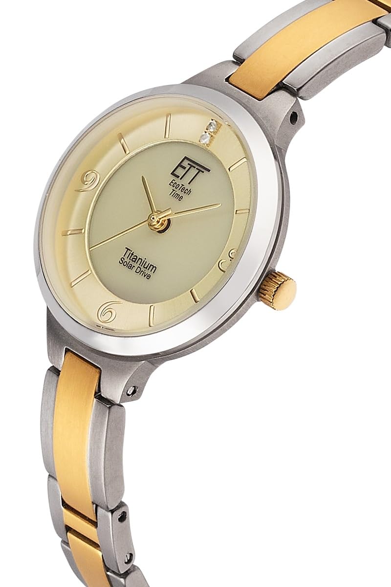 ETT Eco Tech Time Solar Damen Uhr Analog mit Titan Armband ELS-12148-61M