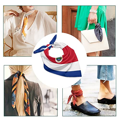 Costa Rica Rican Flag Vintage Silk-Like Square Scarf Soft Bandanas Print Face Mask Headwear Handkerchiefs 18"x18"3