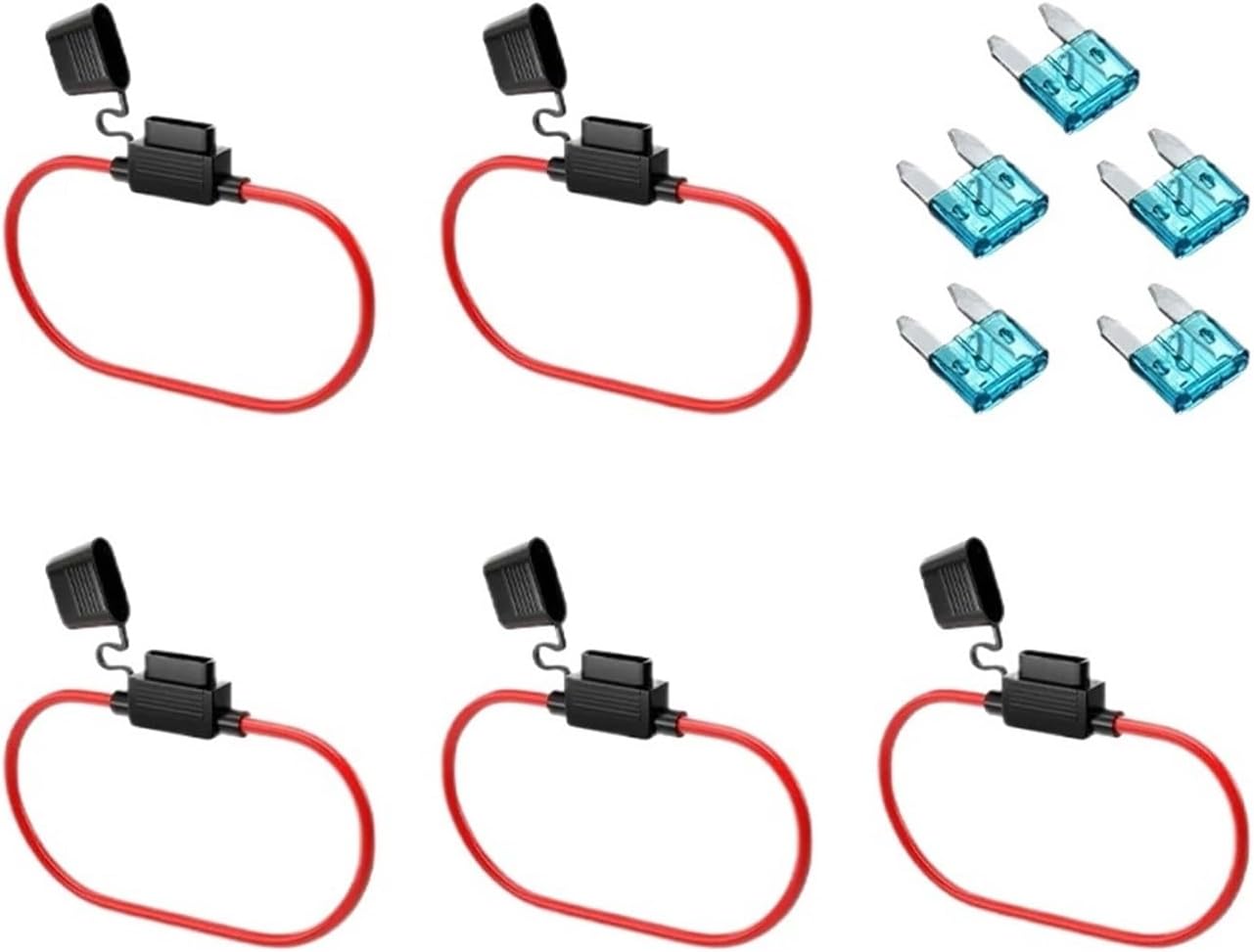 5/10pcs Car Fuse Holder Waterproof Mini Blade Adapter Splash-Proof Box for Cutoff Switch Socket 18 AWG Wires(5 pcs Set)