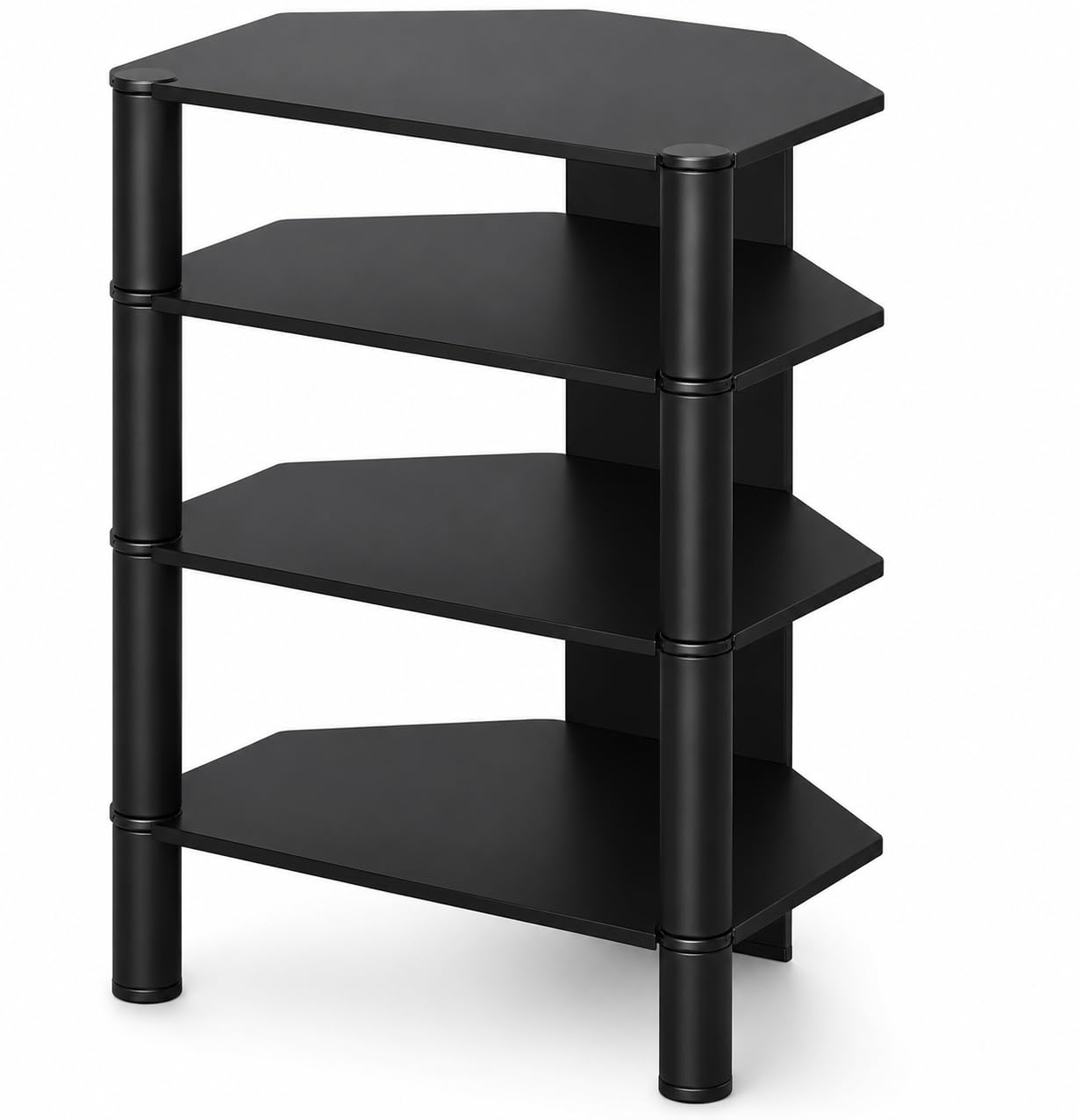 Sonorous RX-2140-BLK Mueble HiFi 4 Estantes Vidrio Templado Negro 86x60x50 cm Chasis Aluminio Negro Rack Audio Vídeo hasta 65 kg con Sistema Ocultacables
