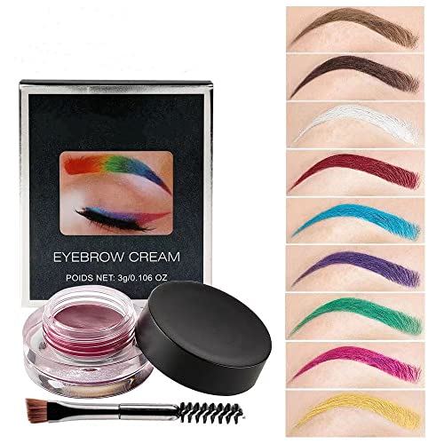 12 colores de pomada de cejas y crema delineadora de ojos, maquillaje de larga duración, maquillaje cosmético de belleza de ojos, gel de tinte cosmético con cepillo (10# verde)