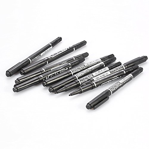 Tattoo Marking Pen,10PCS/Box Black Double Ended Skin Marker Tattoo Piercing Positioning Marking Pen Tool