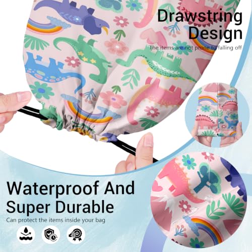 Image of Dinosaur Storage Bag With Drawstring Portable Pouch for Headphones iPad Shoes Toys