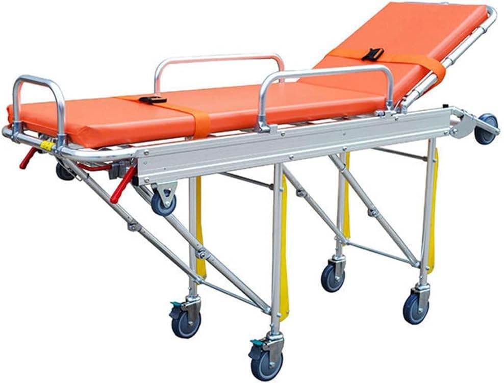 RAYACO Patient Transfer Ambulance Trolley Stretcher with Lifting, Adjustable Aluminum Alloy Medical Hospital Stretcher Wheeled, Ambulance Firefighter Evacuation Medical Lift Stai