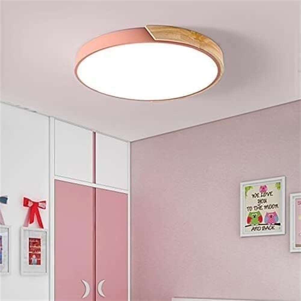 Lampa sufitowa z połowy wieku, oprawa sufitowa, ultra cienka okrągła lampa sufitowa LED, kolorowa nowoczesna lampa sufitowa z drewnianym wzorem, montaż podtynkowy, CE