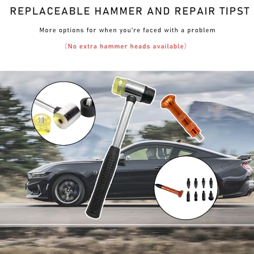 Image of Yourkar 10 PCS Dent Repair Tool Kit, Paintless Dent Repair Tools for Auto Body DIY Dent Fix, Car Dent Repair Tool Kits Inclued Rubber Hammer and 9 PCS Heads Tap Down Tools
