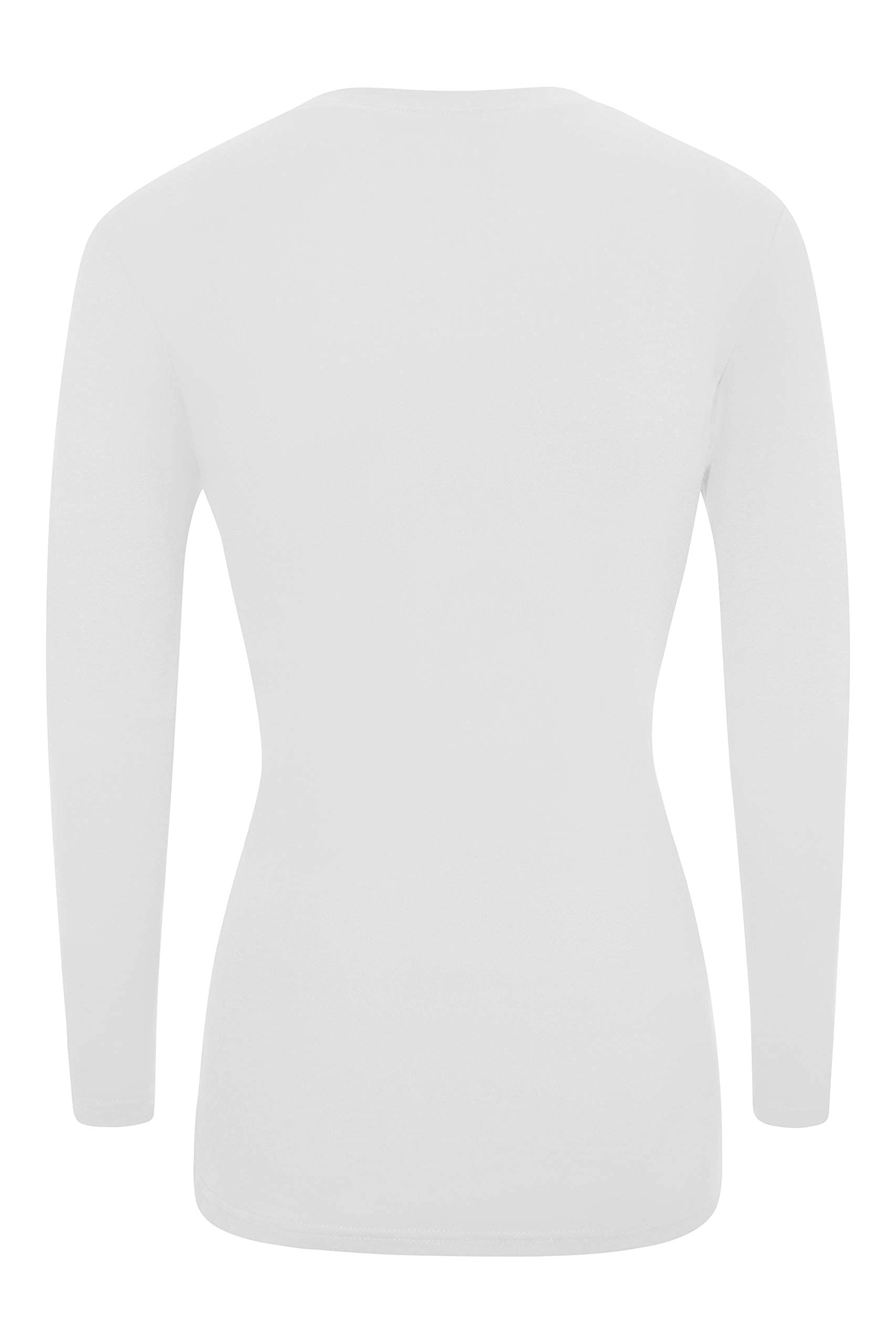 ACTIVE UNIFORMS Women's Under Scrub Tee V-Neck Long Sleeve T-Shirt - 2 Pack (White, Large)