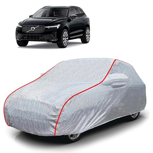 Image of Sulfar 100% Waterproof Car Body Cover Compatible with Mirror for Volvo XC60 (Triple Stitched, Full Bottom Elastic, Magic Silver with Red Piping)