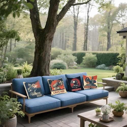 Housse coussin avec fermeture éclair invisible lin rétro imperméable - 4
