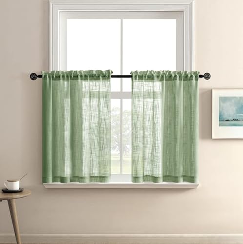 XTMYI Sage Green Boho Curtains for Kitchen Bathroom Set,Home Decor ...