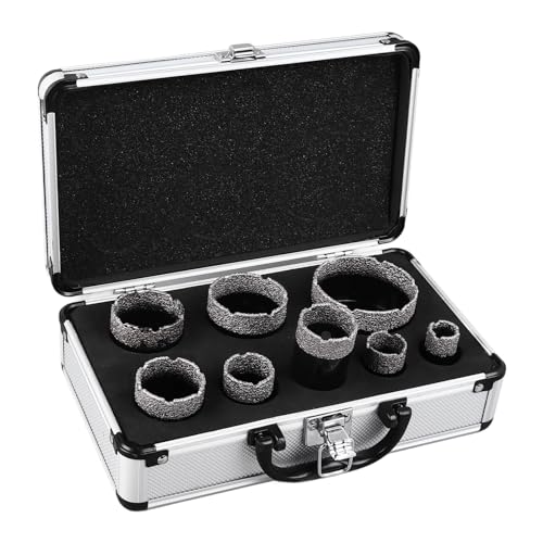 Kit de 8 brocas diamantadas M14 para perforar mármol, vidrio, ladrillo, piedra y cerámica, con caja de almacenamiento, brocas avellanadoras con punta de diamante miniatura 2