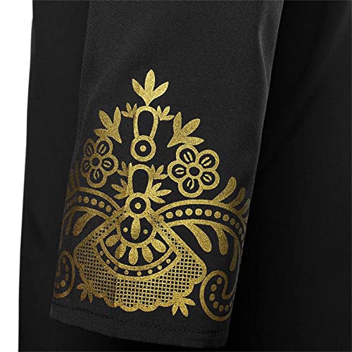 Kurta for Men Muslim Kaftan Button Up Henley Shirts Casual Ethnic Printed Long Sleeve Thobe Caftans Robes4