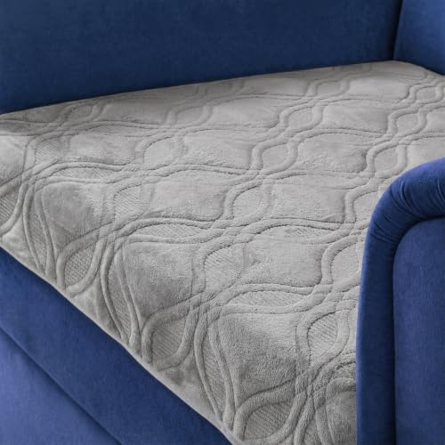 Image of Amazon Basics - Velvet Quilted Make Your Own Sofa Cover |70cm x 70cm| Microfiber Sofa Slipcover (Grey, 1 Seater)