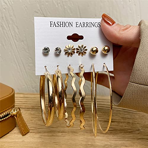 Image of Shining Diva Fashion Stylish Combo Design 6 Pairs Metal Earrings for Women and Girls (F12787er)