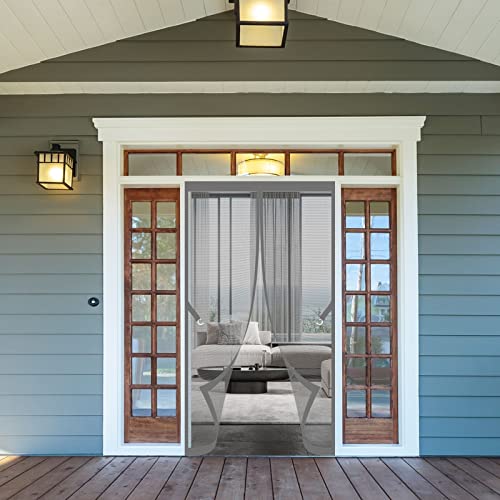 Moustiquaire FenêTre MagnéTique 145 x 220 cm Rideaux Toile Insect Ecran Empêche Les Insectes D'Entrer Rideaux Anti Mouche pour pergola Balcon Patio Coulissantes, Gris